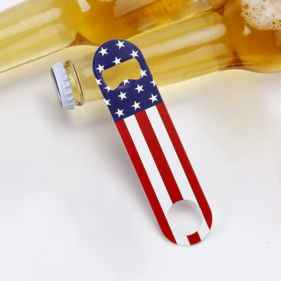Apribottiglie, apribottiglie per birra in acciaio inossidabile con bandiera americana, forniture da bar, regali di nozze per ospiti, regali per feste, cucina e ristorante