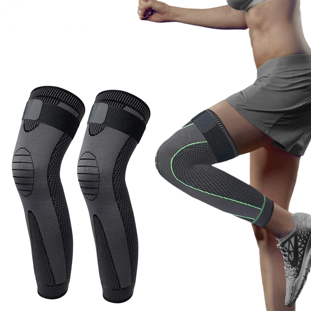 Anti-Slip Lengthen Knee Pad Long Leg Sleeve Bandage Compression Knee Brace Running Sports Warmth Elastic Knee Protector