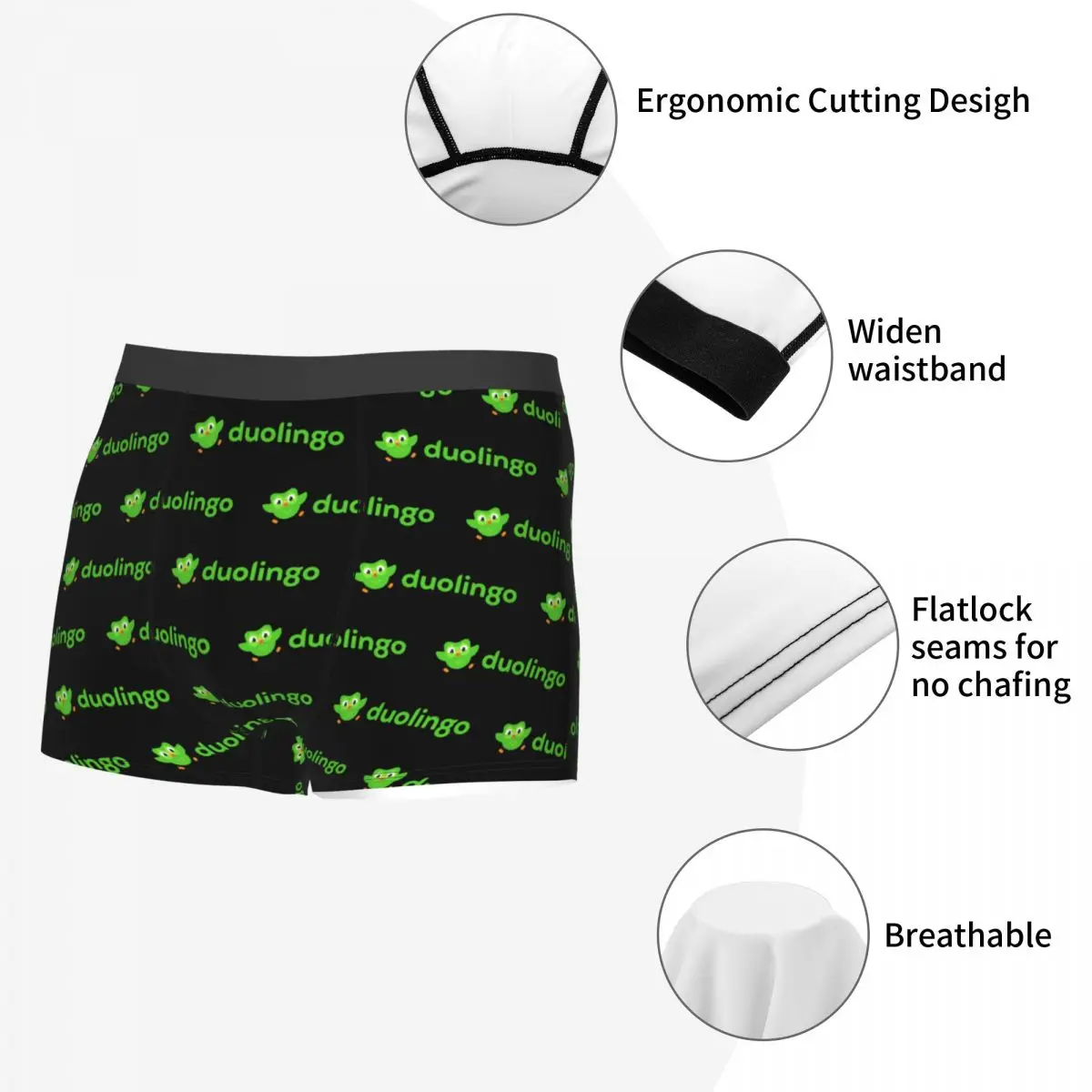 Duolingo Owl Duo Men's Boxer Briefs,Highly Breathable Underwear,Top Quality 3D Print Shorts Gift Idea