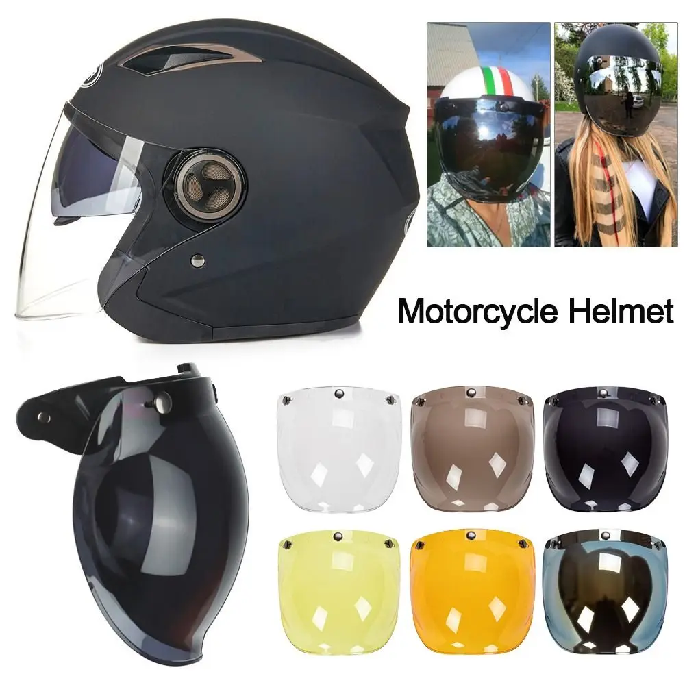 

Up Open Face Bubble Visor Flip High Strength PC Motorcycle Helmet Bubble Helmet Visor 3-Snap Design Flip Up Down Helmets