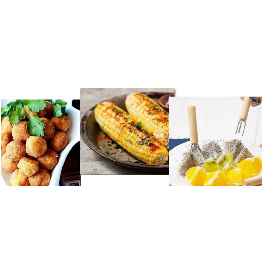 

3Pcs Stainless Steel Corn Forks with Wooden Handle Holders for Bbq Grilling Roasting Corn on The Cob Food Serving Tool Kitchen