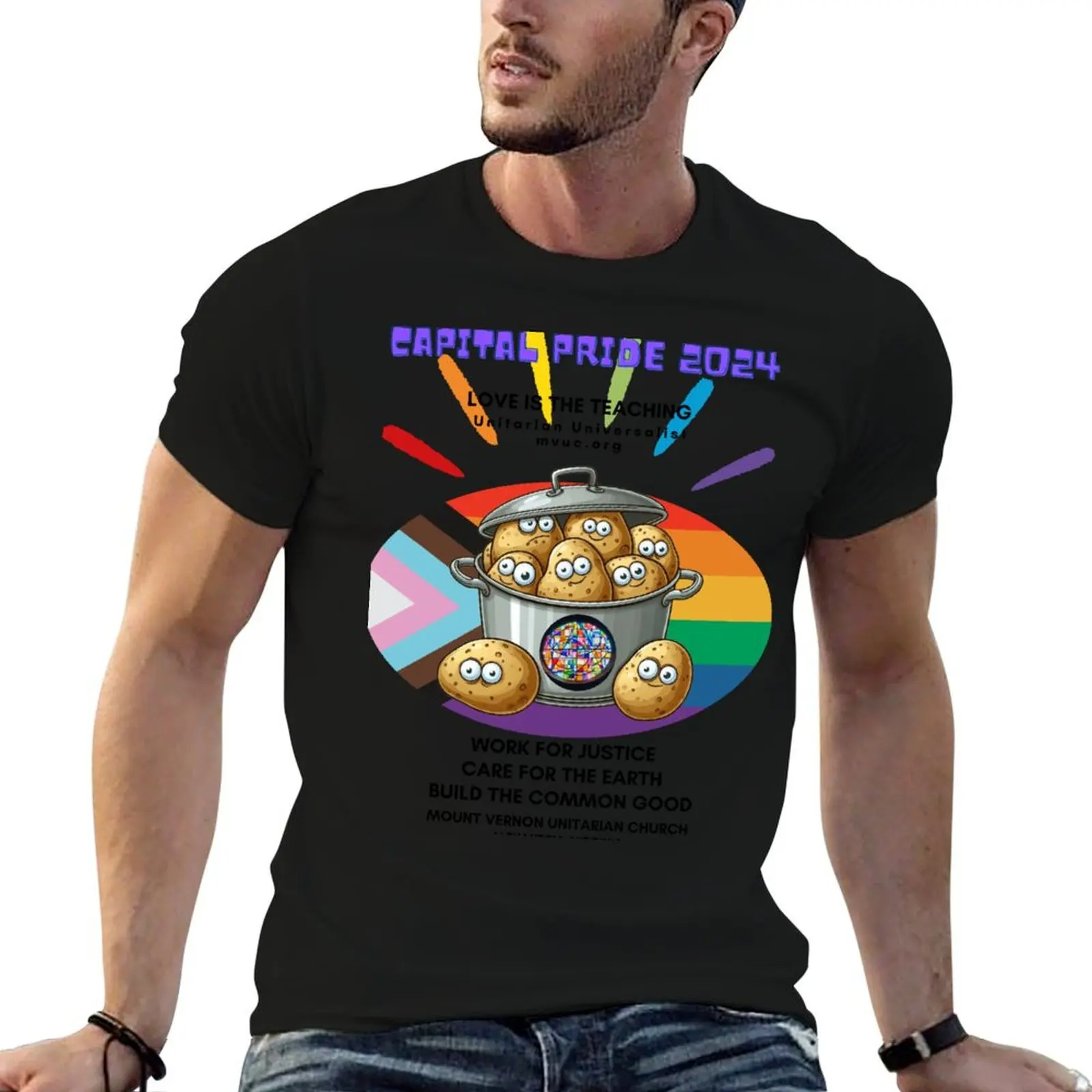 

Capital Pride 2024 with MVUC's Pot of Bumping Potatoes T-Shirt anime t shirts for man man t shirts for men casual T-Shirt