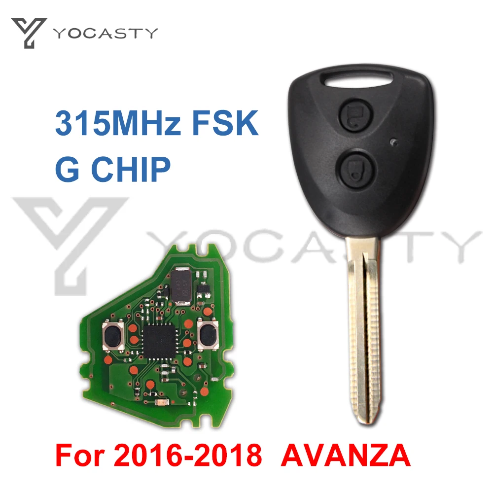 YOCASTY 2 Button Remote Car Key 315MHz Fob for Toyota AVANZA 2016 2017 2018 with G Chip No Mark