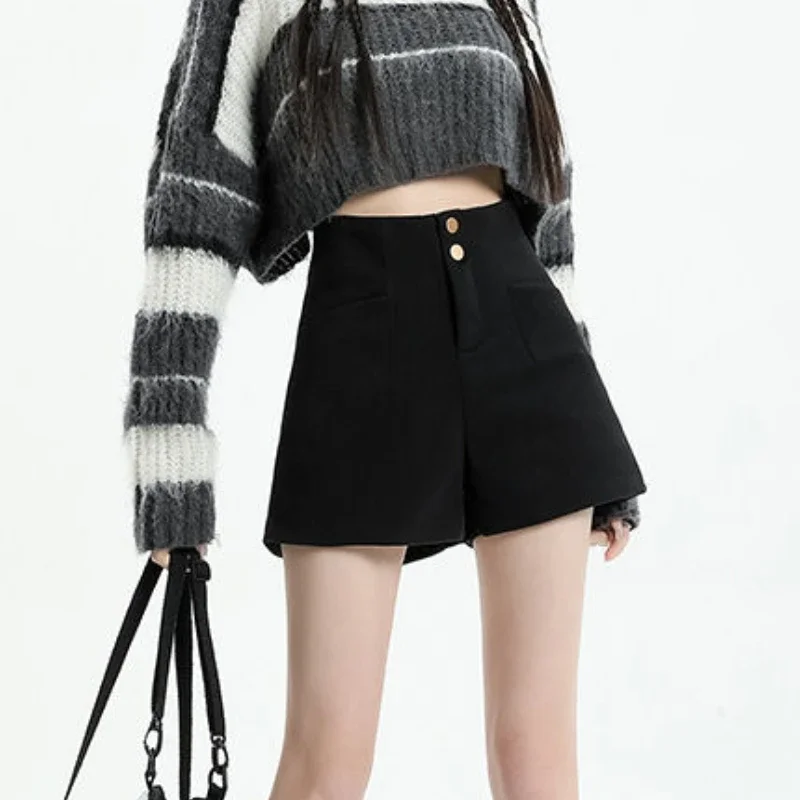 S-3XL 반바지 여성 우아한 캐주얼 하이 웨이스트 올 매치 여름 데일리 블랙 한국 패션 스타일 Hot Girls streetwear Design Cozy