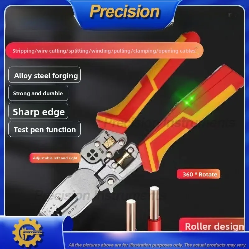 

2026 Многофункциональные плоскогубцы для зачистки проводов 9 в 1, инструмент для обжима кабелей и разветвителя для электриков
