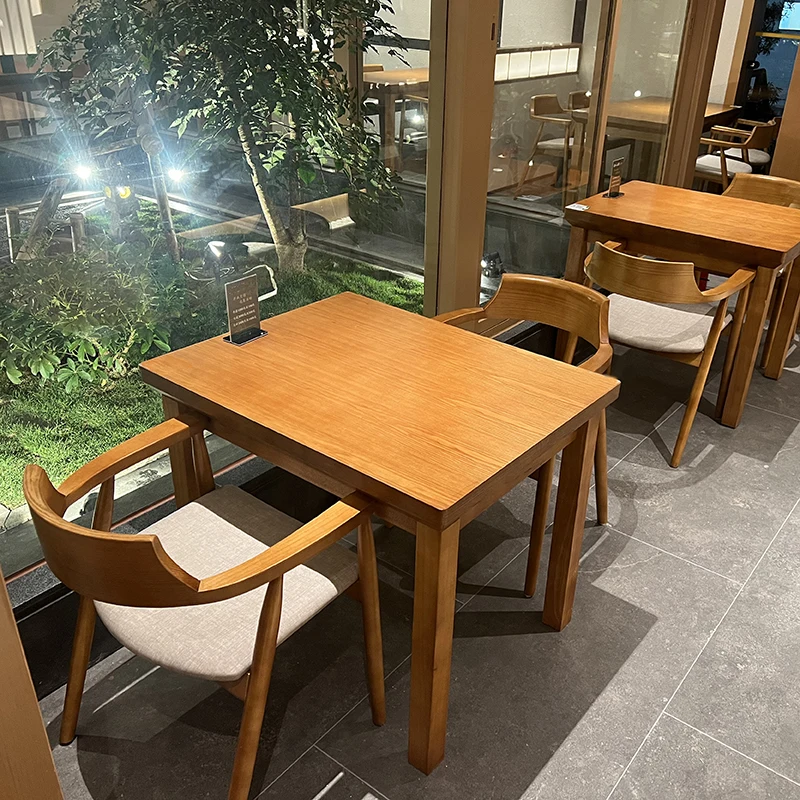 

Solid wood cafe Table and chair theme restaurant Hotel Japanese material baking shop Tea restaurant Western
