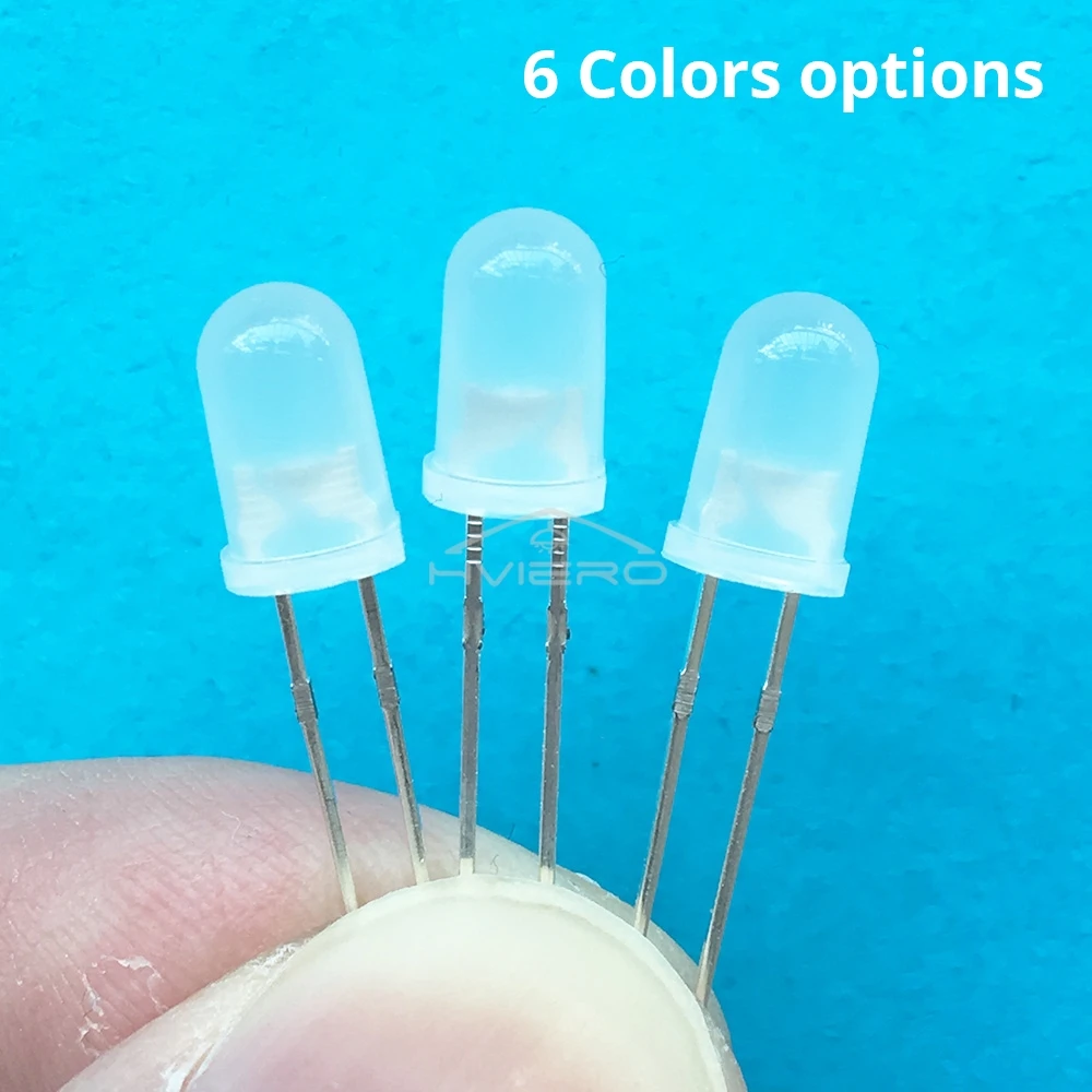 100 قطعة 5 مللي متر مستديرة منتشرة أبيض أحمر أخضر أزرق أصفر دافئ صمام ثنائي باعث للضوء 2pin LED 6000 ~ 6500K لمبة ضوء الثنائيات مصباح 3 فولت #6