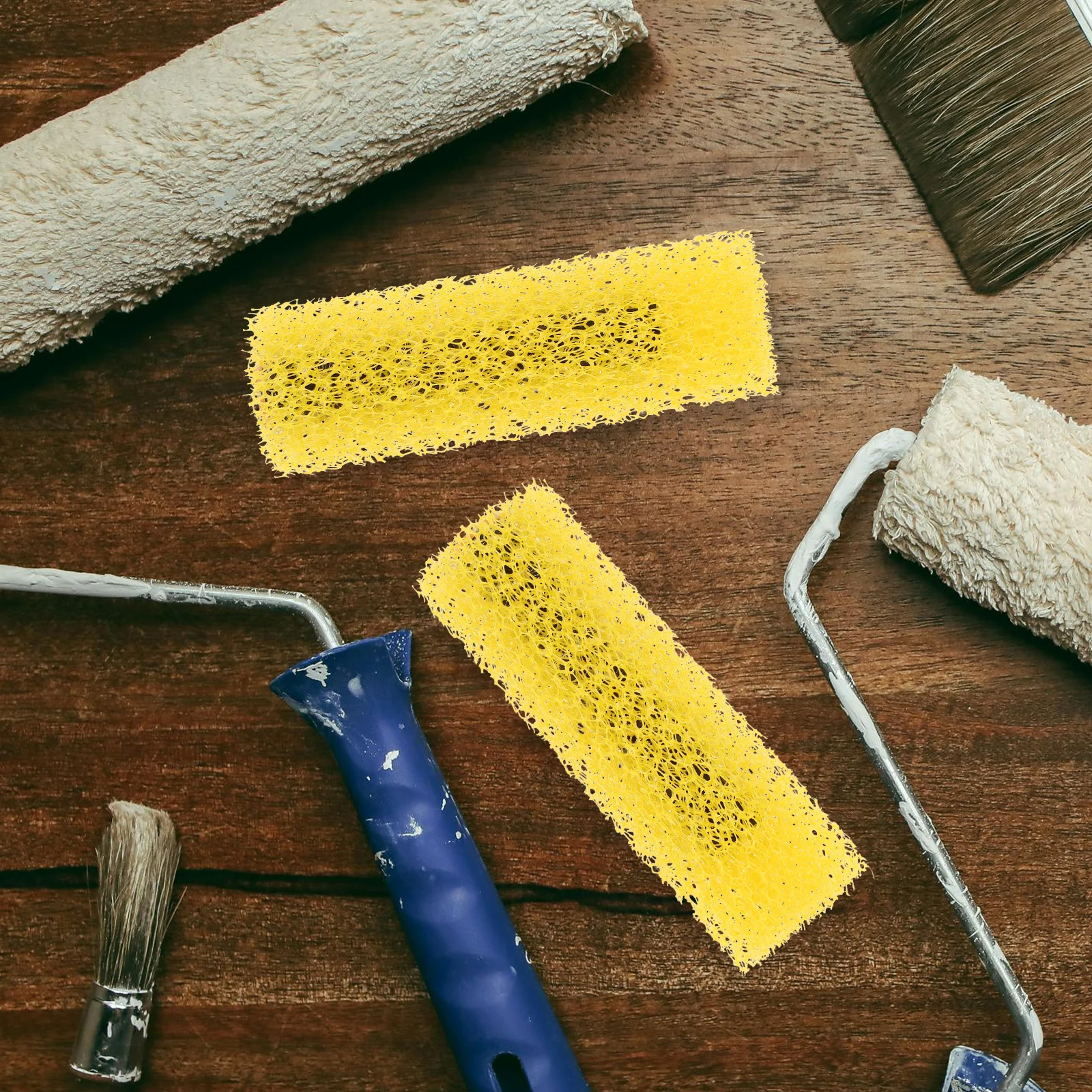 10 Pcs Embroidery Roller Foam Texture Sponge Yellow Covers Refillable Paint Roller 4 Inch House Painting Drywall Ceiling Tools