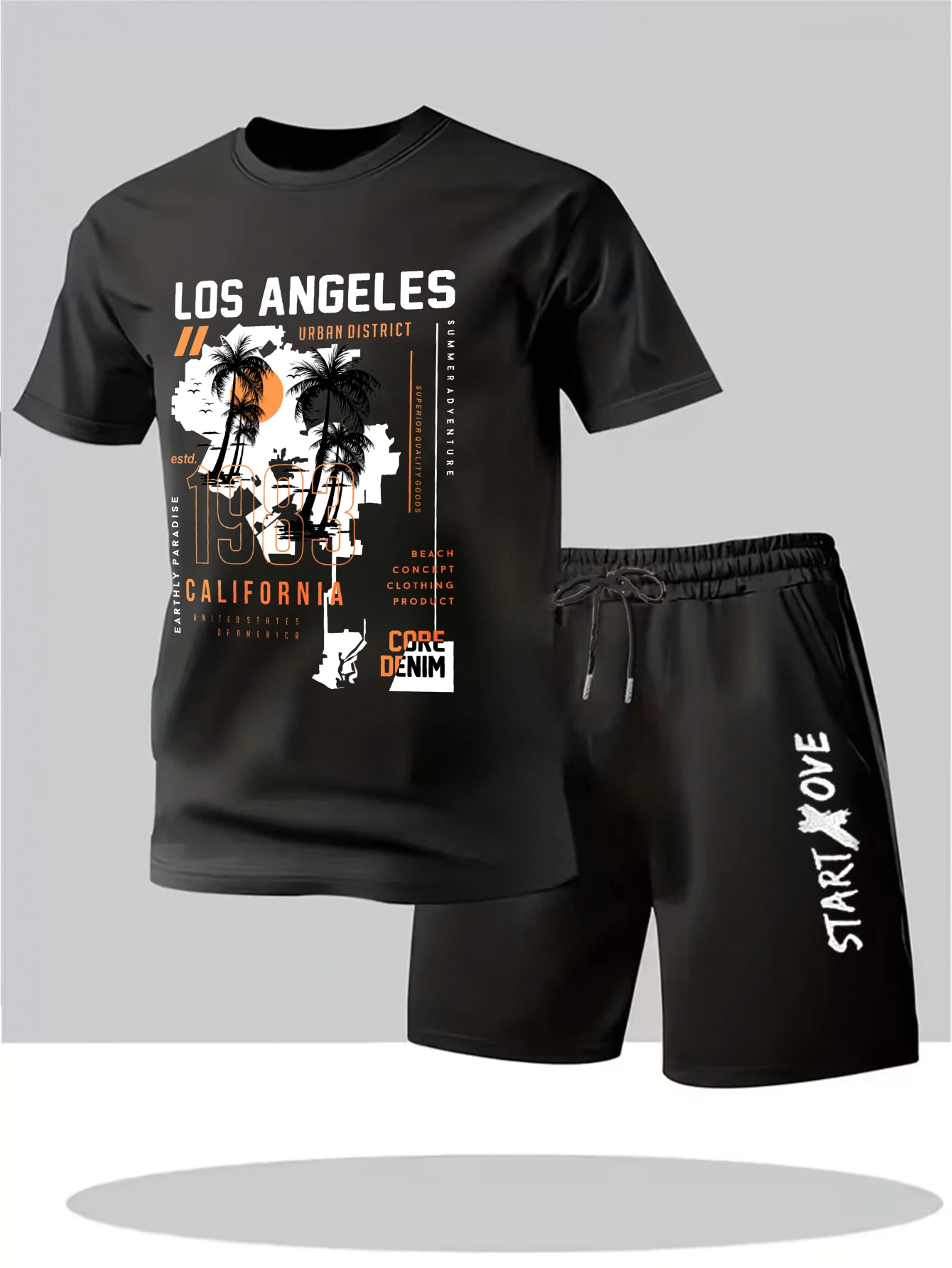 

Men's set 2025 summer outfits two piece Printed Graphic Suit for man drip clothing sets for men thin sweatshirt set Polyester