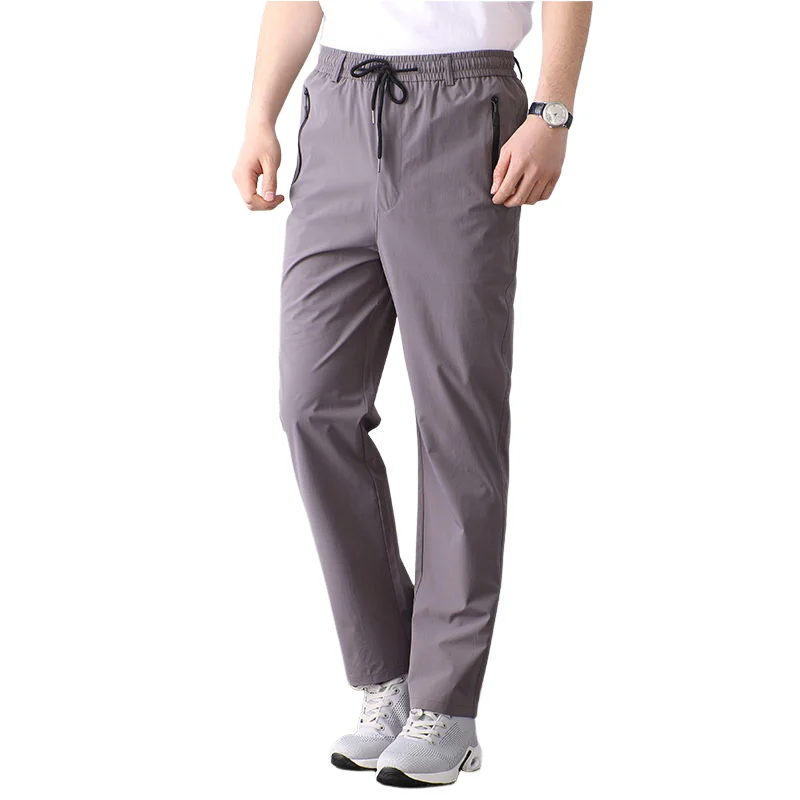 Summer Thin Casual Elastic Trousers For Middle-aged And Elderly People New Ice Silk Elastic Waist Loose Sports Pants Large Size