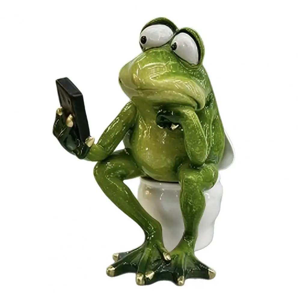 

Funny Frog Figurine,3D Resin Texting Statue,Creative Unique gift,Animal Sculpture for Bathroom Home Office Tabletop Decor