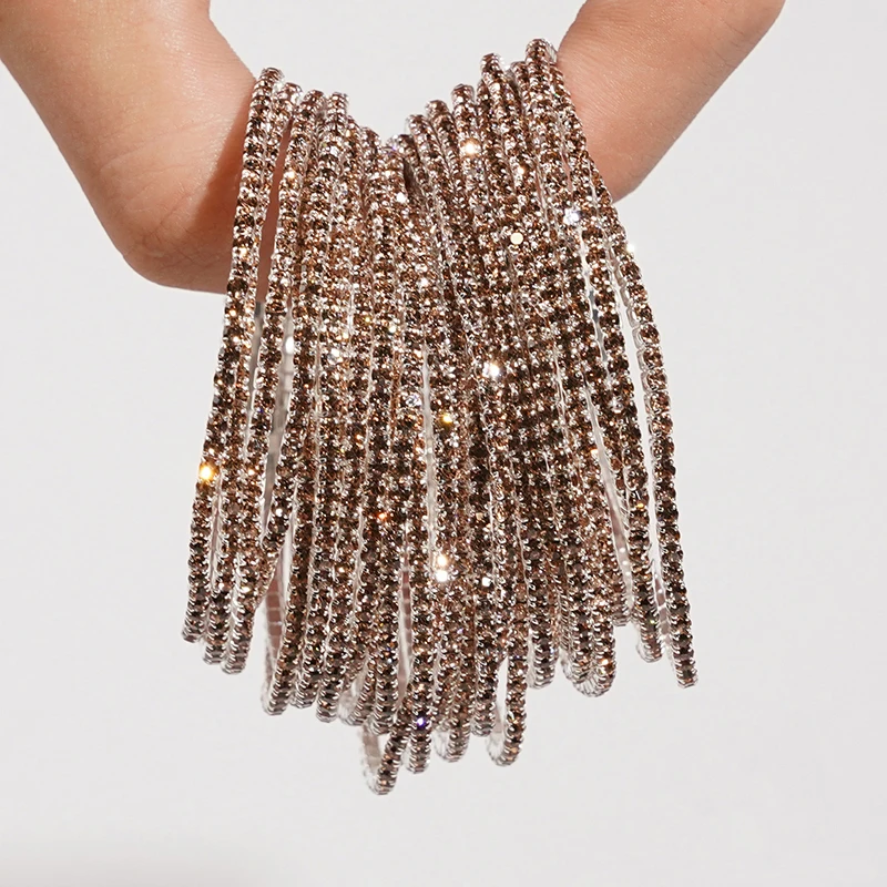 5 Stück modische elastische Armbänder mit Kristall-Strass für Damen, dehnbare, stapelbare Armbänder, klassisches Armband, täglicher Damenschmuck – Detail 28