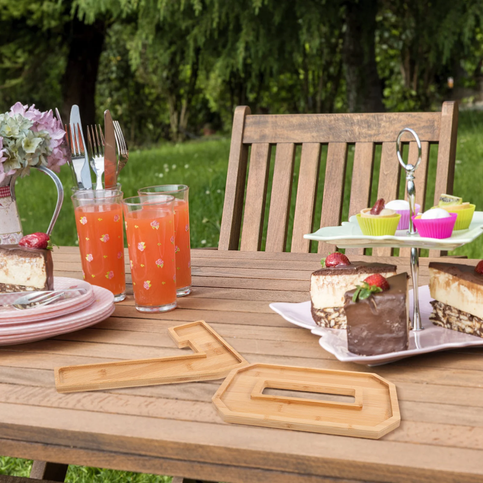 

1 set 1 Set Wooden Serving Tray Large Number 70 Snack Storage For Cake Candy Dessert Multi-Function Charcuterie Board Birthday