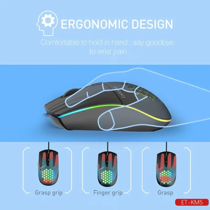 N1HD Type C Gaming Mouse Diseños panal elegantes para PC, laptop y más dispositivos USB Type C