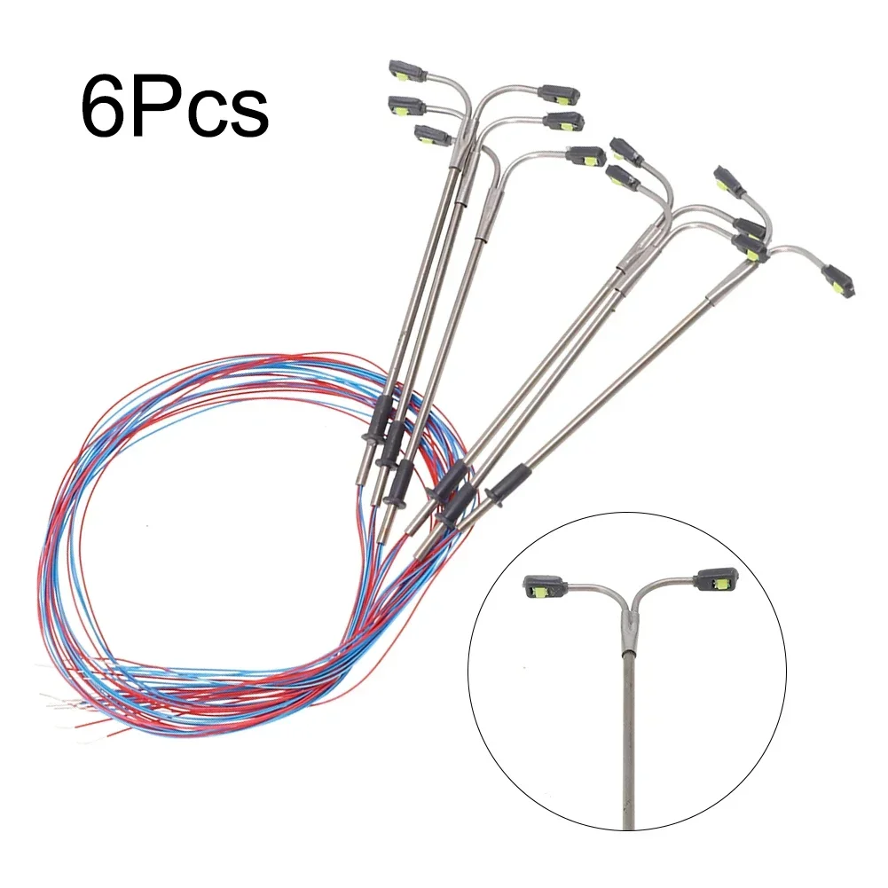 6/12pcs 1:250 Scale Miniature Metal Street Lamp Model 3V~12V Led Lights Diy Building Sand Table Adjustable Lamp Railway Scene