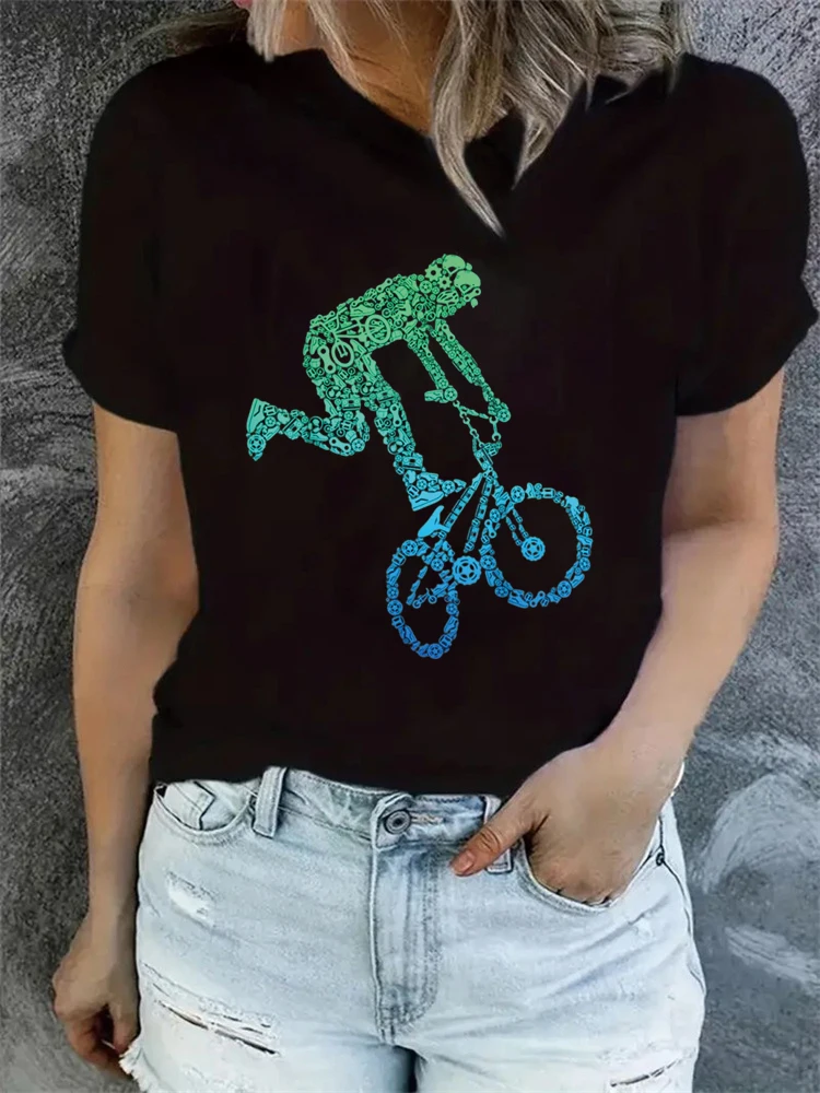 BMX Rider Bike Bicycle Stunt Racing Kids Boys T-Shirt Graphic & Letter Print T-Shirt women graphic tees ladies t shirts tops for