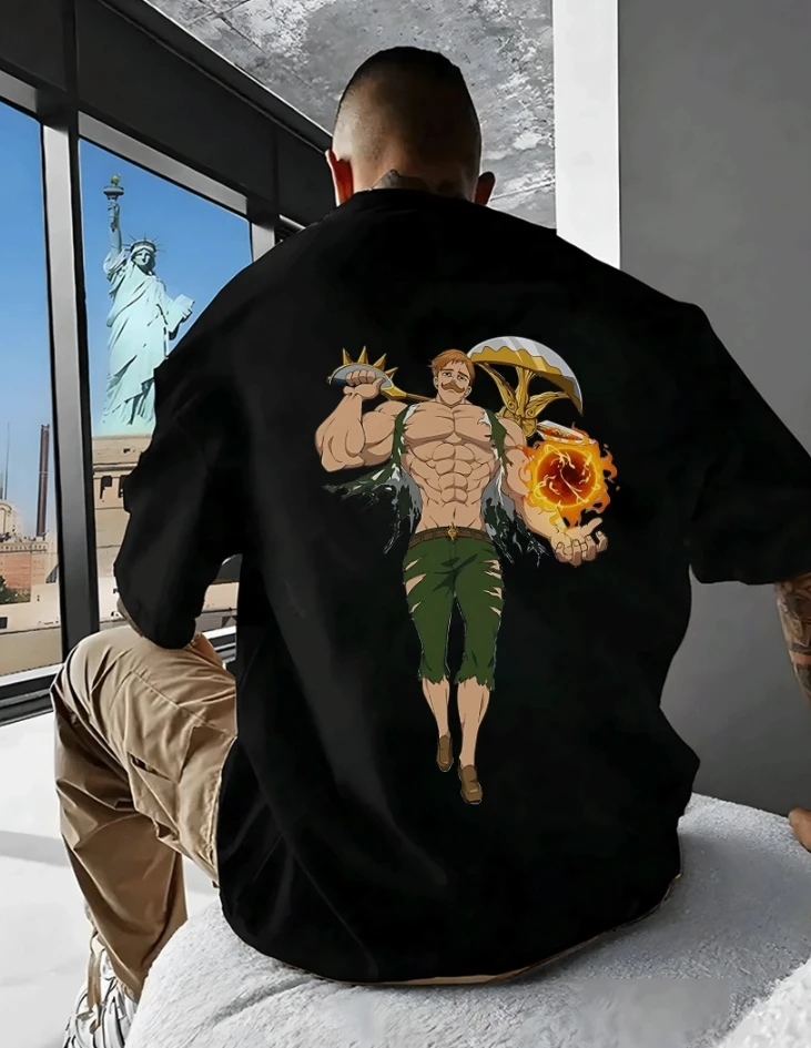 

Men's Clothing Oversized Vintage Anime T Shirts Summer Women Short Sleeved Tee Y2k Clothes Cotton Loose Graphic Tee Tops Unisex