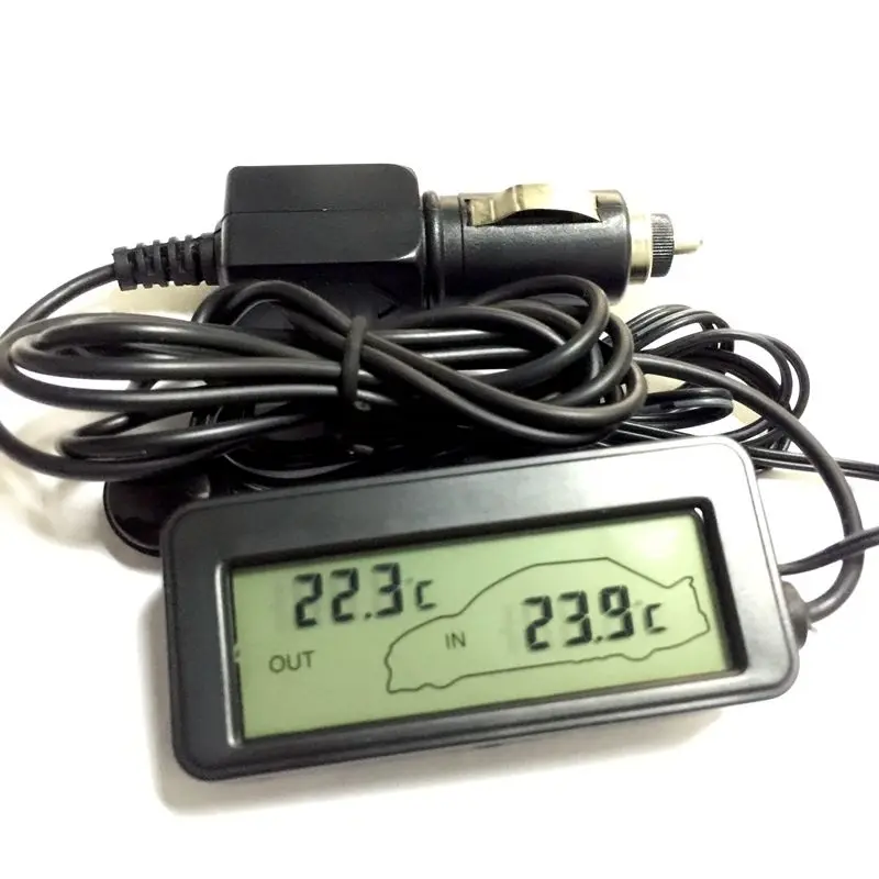 12V Digital Thermometer Car Thermometer Backlight Thermometer Mini LCD Car Inside and Outside
