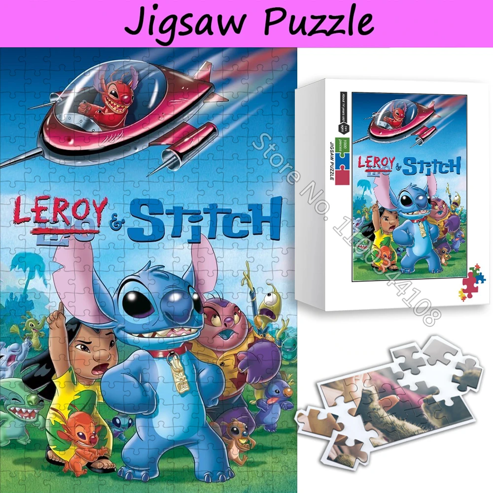 Disney Leroy & Stitch Puzzel Handgemaakt speelgoed voor kinderen 300/500/1000 PCS Disney stripfiguren Legpuzzel Intelligentiespel