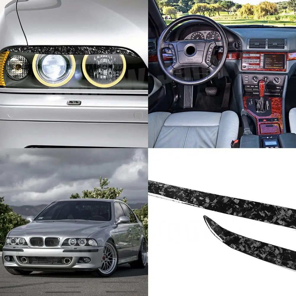 Carbon Fiber Front Lamp Eyebrow Headlight Covers for BMW 5 Series E39 1997-2003 Front Lamp Eyelids Car Styling