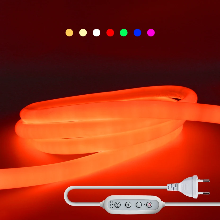 

Водонепроницаемая круглая светодиодная неоновая лента 220 В с вилкой переключателя ЕС/Австралии, гибкая лента, светодиодная неоновая лента, лампа для украшения домашнего освещения
