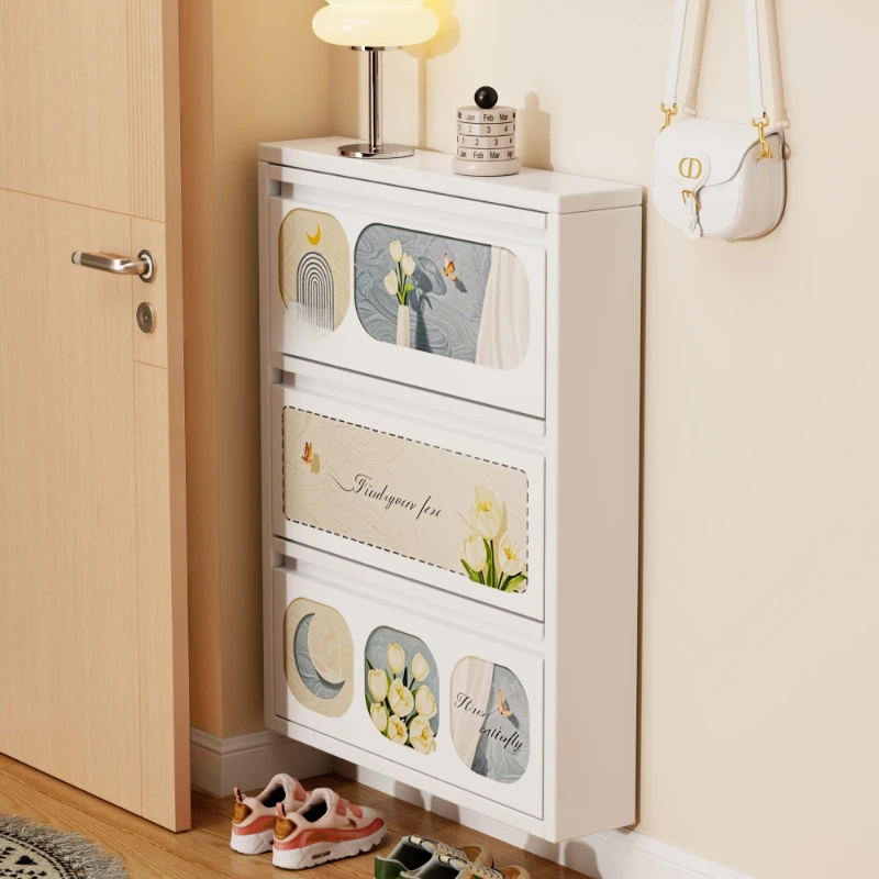 

Door large-capacity storage cabinet Tipping bucket type extremely narrow shoe rack