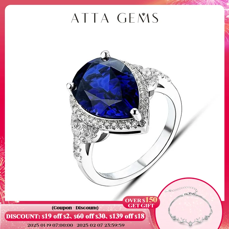 Blue Sapphire Real Silver Women's Ring 6.8 Carats Created Royal Blue Sapphire Classic Exquisite Style Jewelry Brand Design