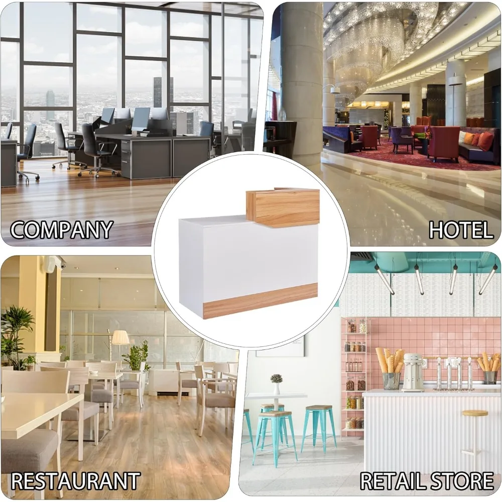 Modern Reception Counter Table with Cable Management, 47-Inch High for Retail, Lobby, Salon, and Bar Use