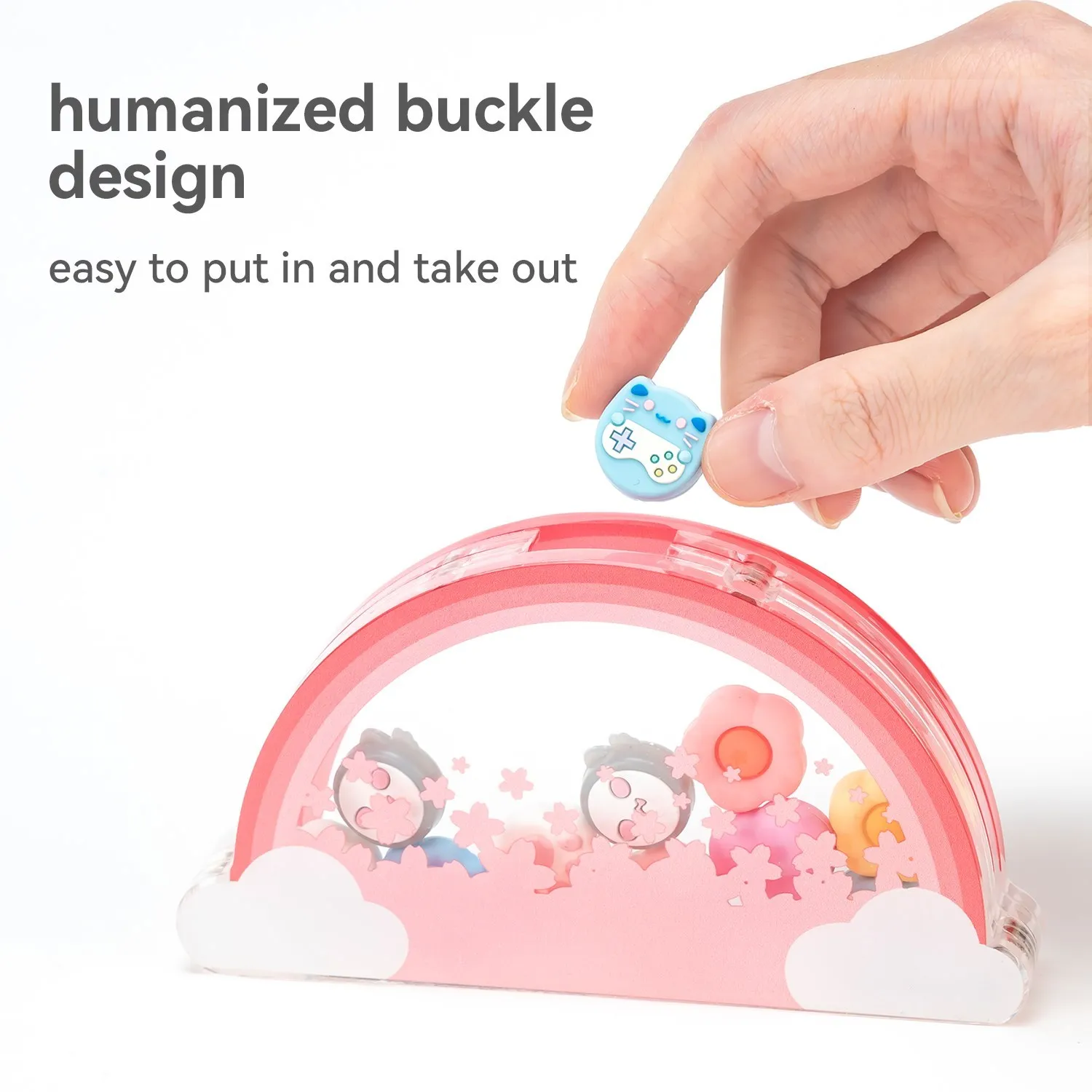 GeekShare 카와이 레인보우 닌텐도 스위치 엄지 스틱 캡 보관 상자, 엄지 그립 캡용 마그네틱 아크릴 상자, NS 액세서리, 신제품