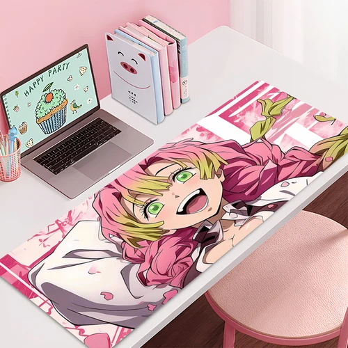 Imagen 2 del producto Alfombrilla de ratón para juegos Demon Slayer Kanroji Mitsuri, alfombrillas de ratón de oficina, accesorios de escritorio, alfombrillas de mesa de ordenador, alfombrilla de ratón de Anime para PC