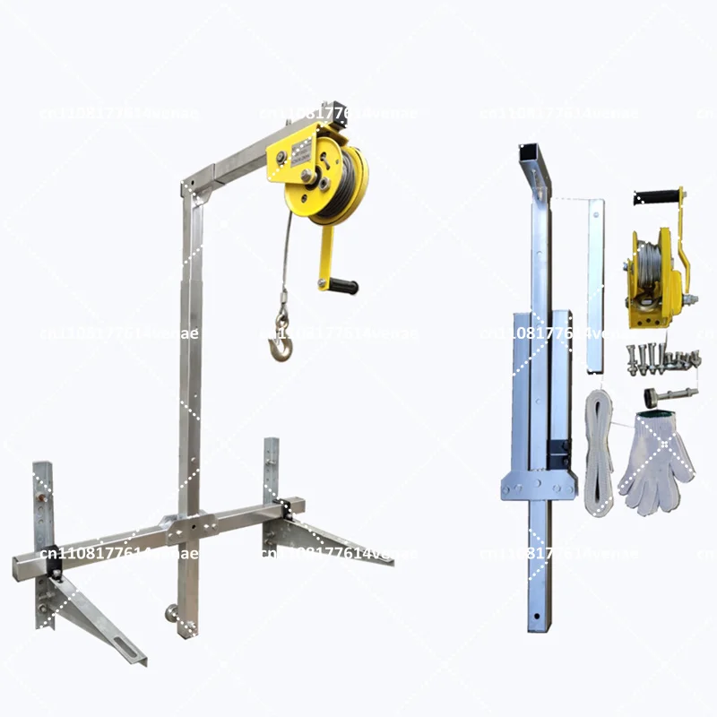 Folding Self-locking Manual Winch Assembly Air Conditioner Hand Tool for Outside Installation Lifting Crane