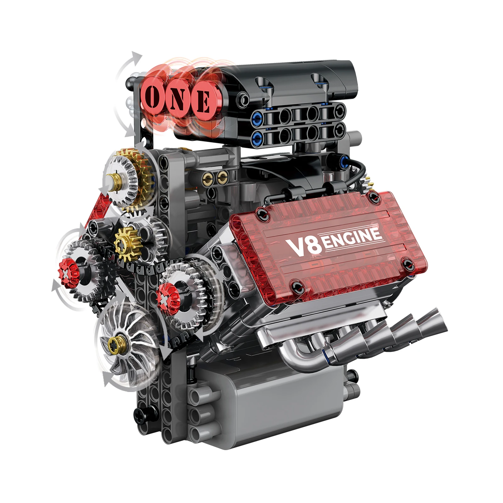 Blocs de construction de modèle de Simulation motorisé, moteur américain V8, pièces de voiture techniques, jouets créatifs, cadeau pour garçons et adultes, 478 pièces