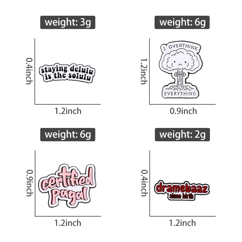 I Overthink Everything Anxiety Enamel Pins Funny Quotes Certified Pagal Brooches Clothes Lapel Badge Jewelry Gifts for Friends