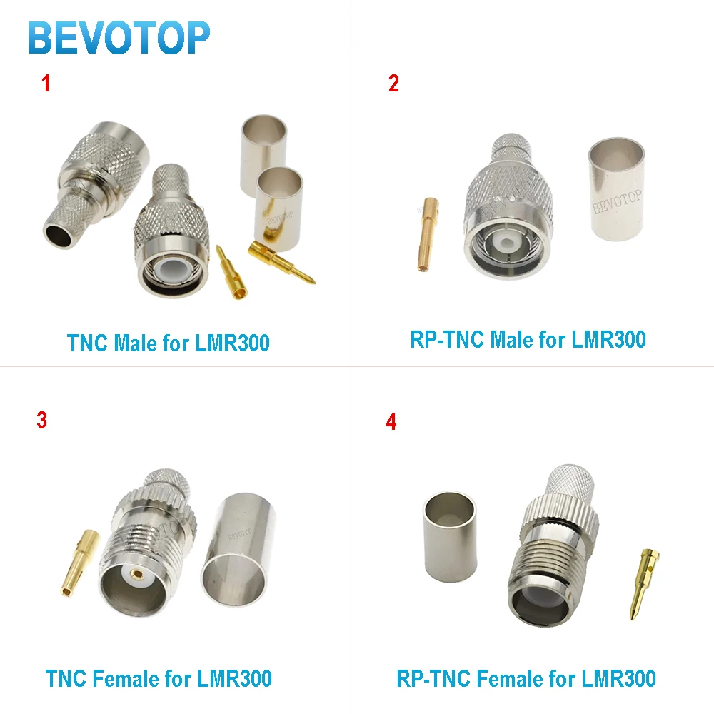 1PCS TNC Male Plug Crimp Solder Clamp RG5 RG6 5D-FB LMR300 CNT300 Coax Cable Connector Brass Nickel Plated for Networking