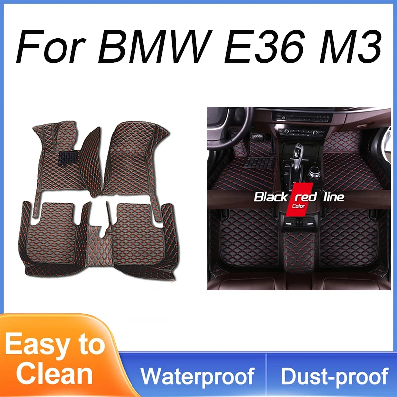 Custom Automotive Car Floor Mats For BMW E36 M3 1995 1996 1997 1998 1999 Auto Luxury Leather Men Women Car Mats Full Coverage