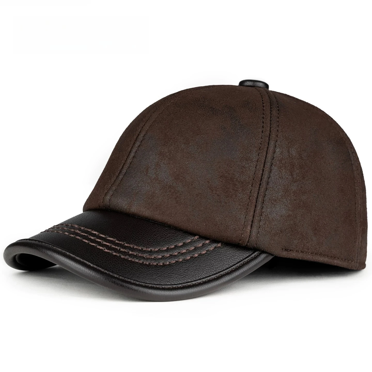 Retro 2026 Men Suede Real Leather Baseball Caps Sheepskin Men Youth Duck Tongue Dad Hats Bombe Adjustable