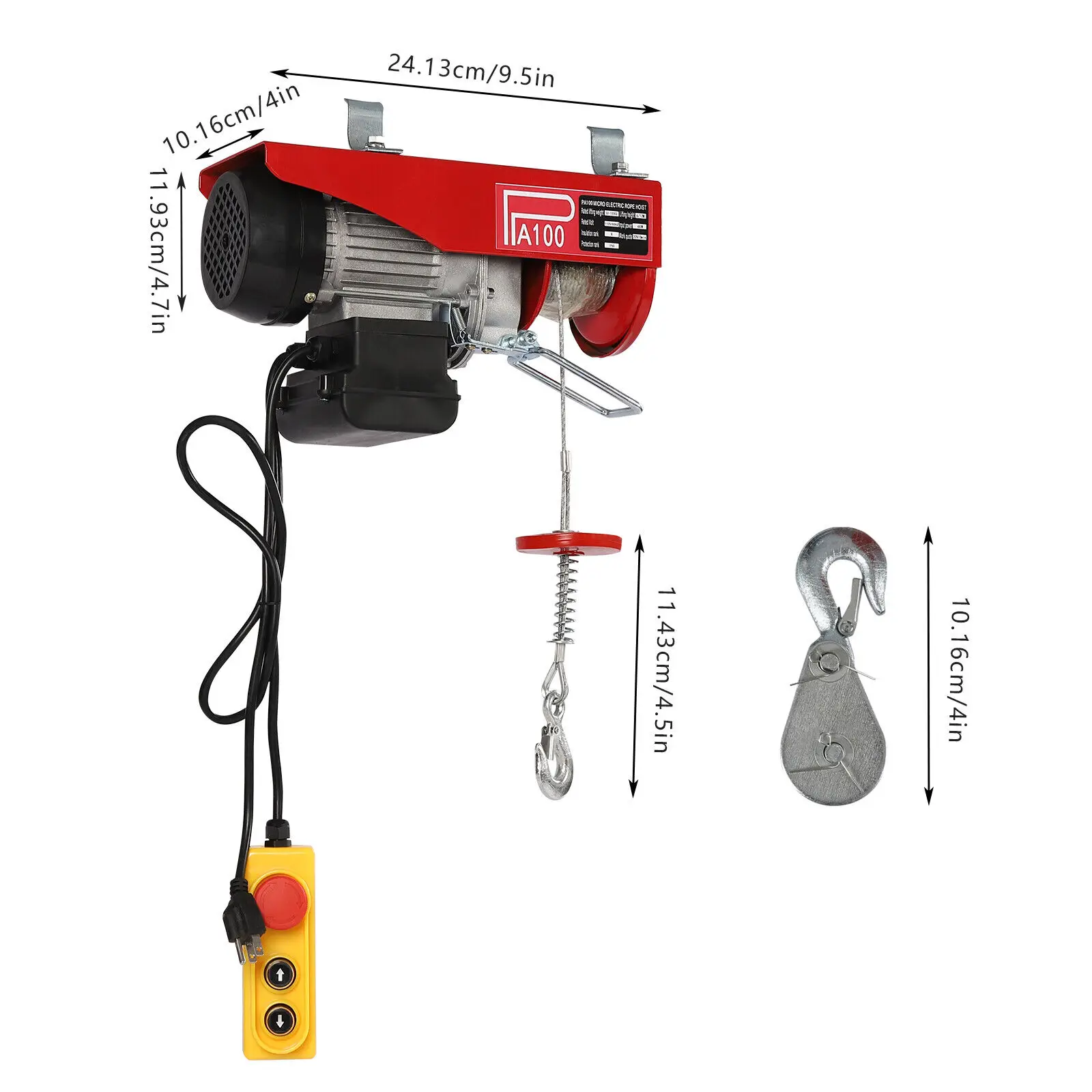 110/220 lbs Electric Hoist Winch Lifting Engine Crane Ceiling Pulley Overhead