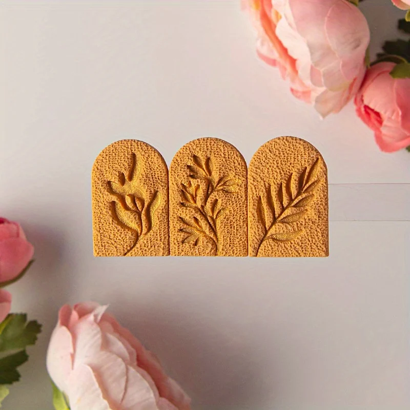7-teiliges Set mit Ohrringformen aus Ton mit botanischem Blattmuster, frischen Pflanzen- und Rankenblättern, Ton-Ausstechformen und Werkzeugen für die Herstellung von Ohrringen, Anhängern und Schmuck – Detail 11