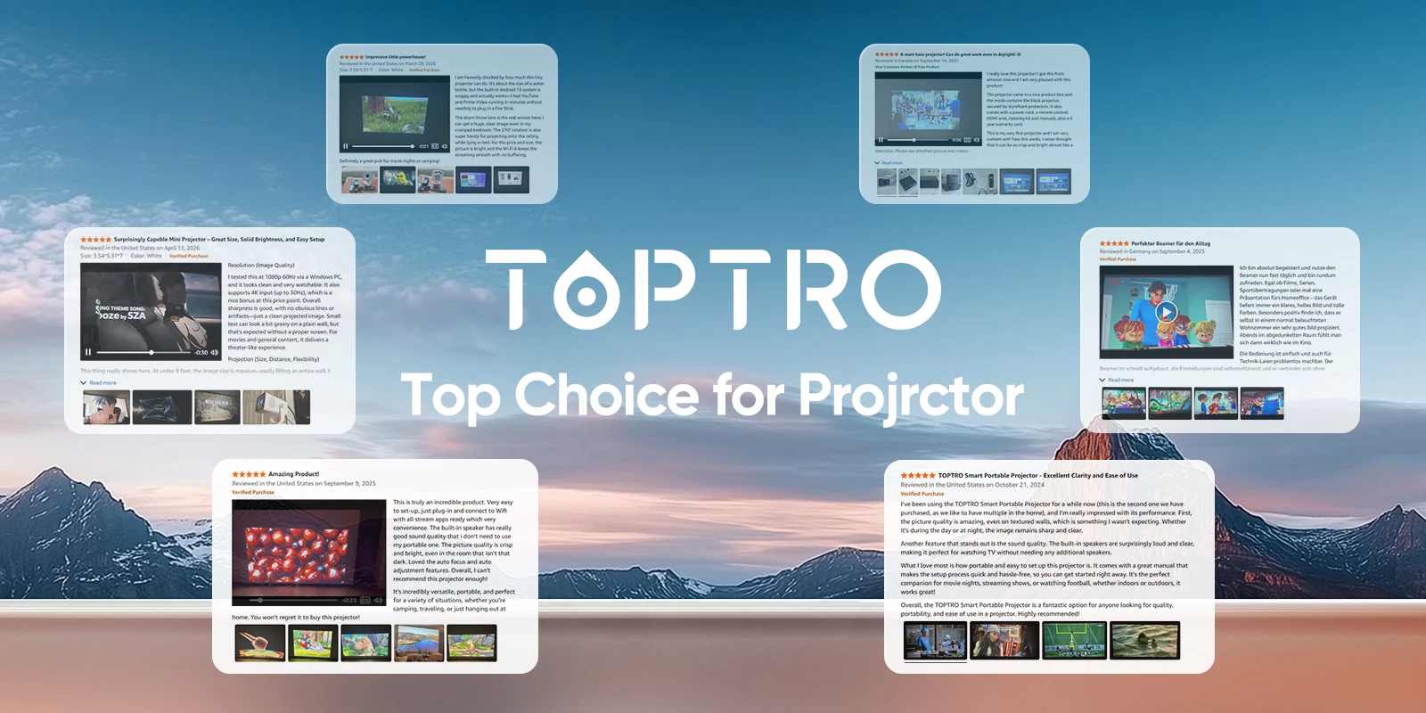 Toptro Projektor Google TV 4K 1080p Full HD Tragbarer Projektor BT5.4 Auto Keystone für Video, Film, Smart Home Theater LED-Projektor – Detail 13