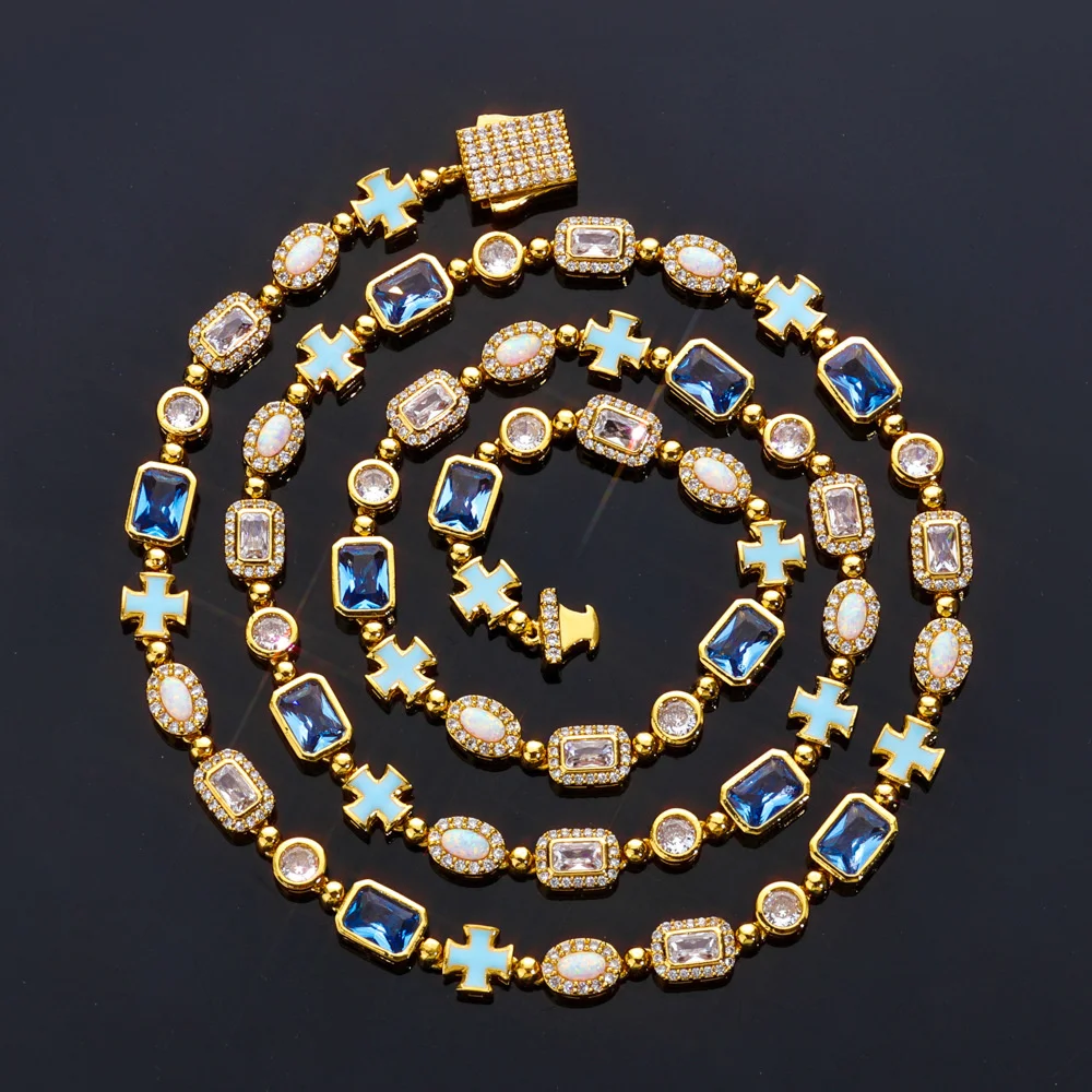 

Anztilam 6mm Drop Oil Cross Link Chain Necklaces For Women Men Chain Brass Zircon Hip Hop Jewelry Free Shipping