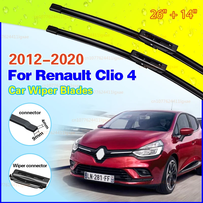 

Front Wiper Blades For Renault Clio 4 IV 2012 - 2020 RS Hatchback Estate Windshield Brushes Windscreen Window 26"+14"