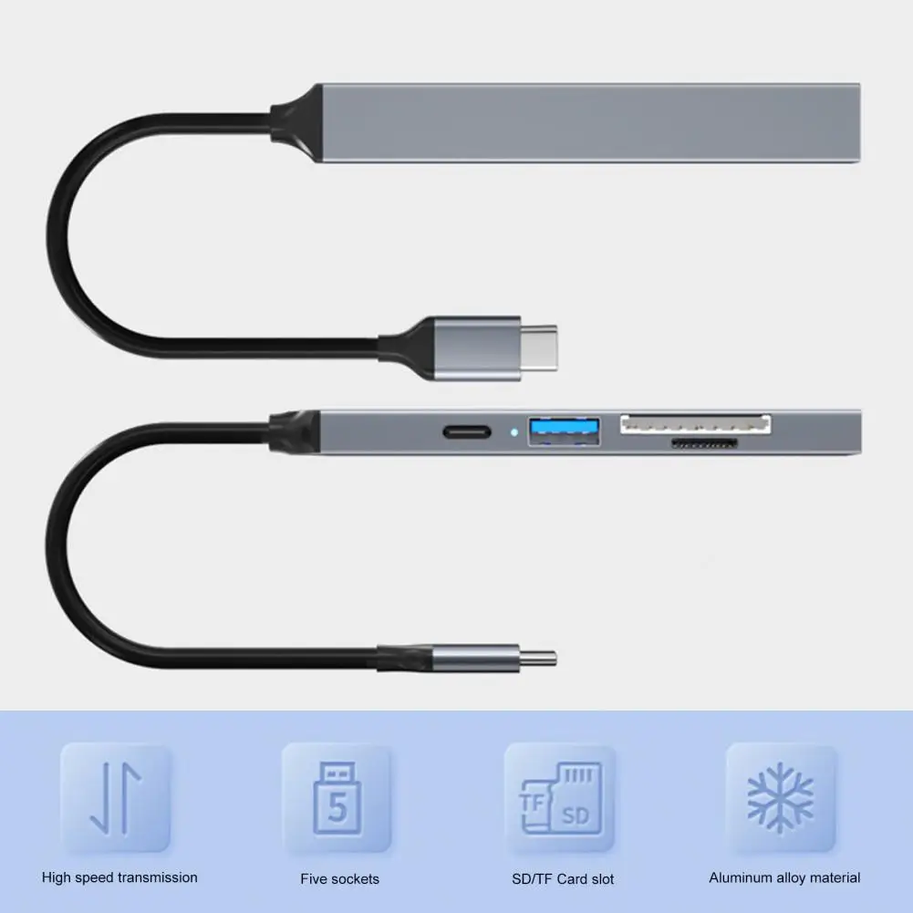 Usb-c Hub Usb Hub for Hard Drives Fast Data Transfer Usb 3.0 Expansion Hub with Sd Card Reader Plug-and-play Connect for Home