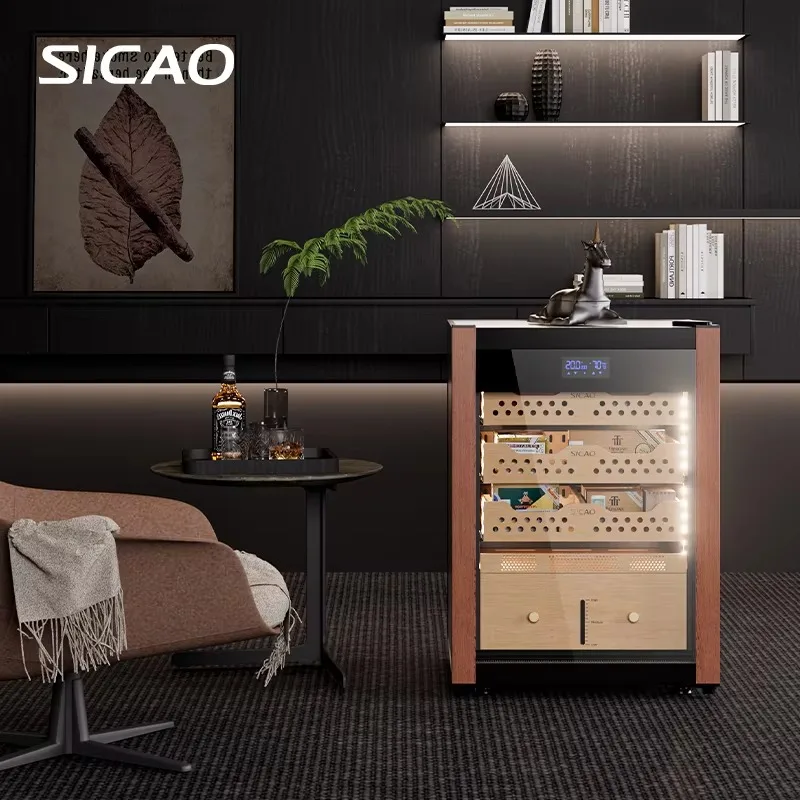 Small Cigar Humidor Electric 137L Hold 1000 Thermoelectric 5.0-22.0℃  Spanish Cedar Wood  Mini Cigar Cooler Cabinet