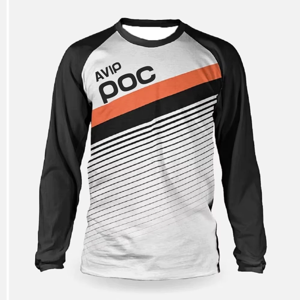 Mens MTB Dirt Bike Long Sleeve Jersey Quick Dry Breathable Color Block Stripe Graphic Downhill Off Road Motocross Cycling Shirts - view 6