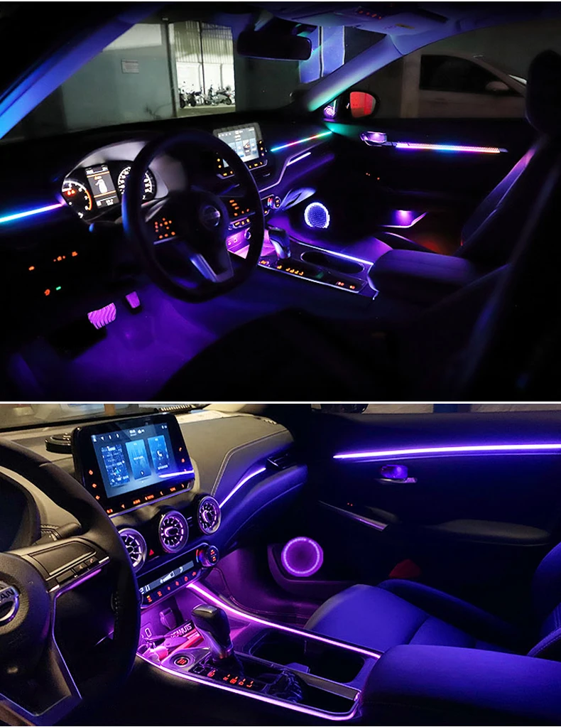 18 in 1 64 Farben RGB Symphony Auto Umgebungslicht Innenraum Acrylführung LED-Streifen Licht Dekoration Atmosphärenlampe durch APP-Steuerung – Detail 14