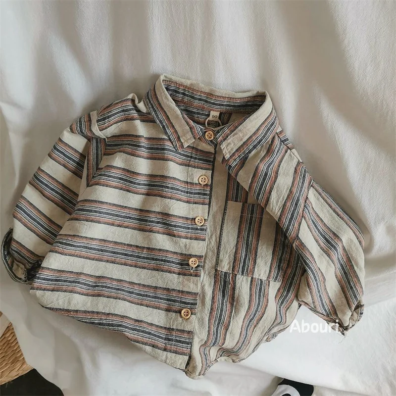 Boys Baby\'s Kids Blouse Coat Jacket Outwear Cotton 2024 Stripe Spring Autumn Shirts Outwear High Quality Children\'s Clothing