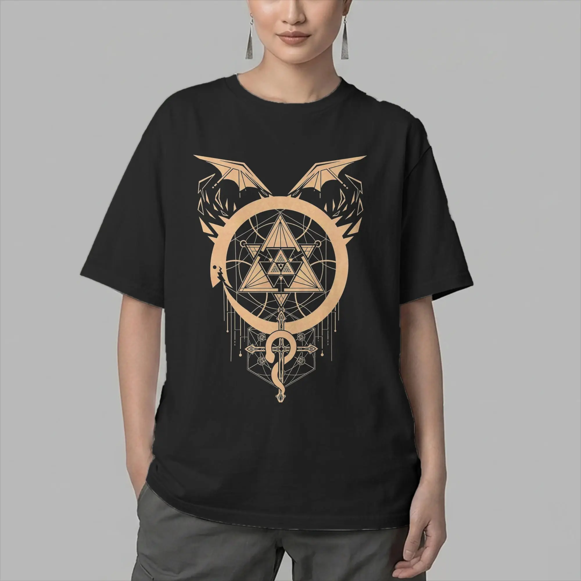 Men's Fullmetal Alchemist Anime T Shirt Gilded Snakes of Alchemy Cotton Clothing Short Sleeve Round Collar Tee Shirt T-Shirt
