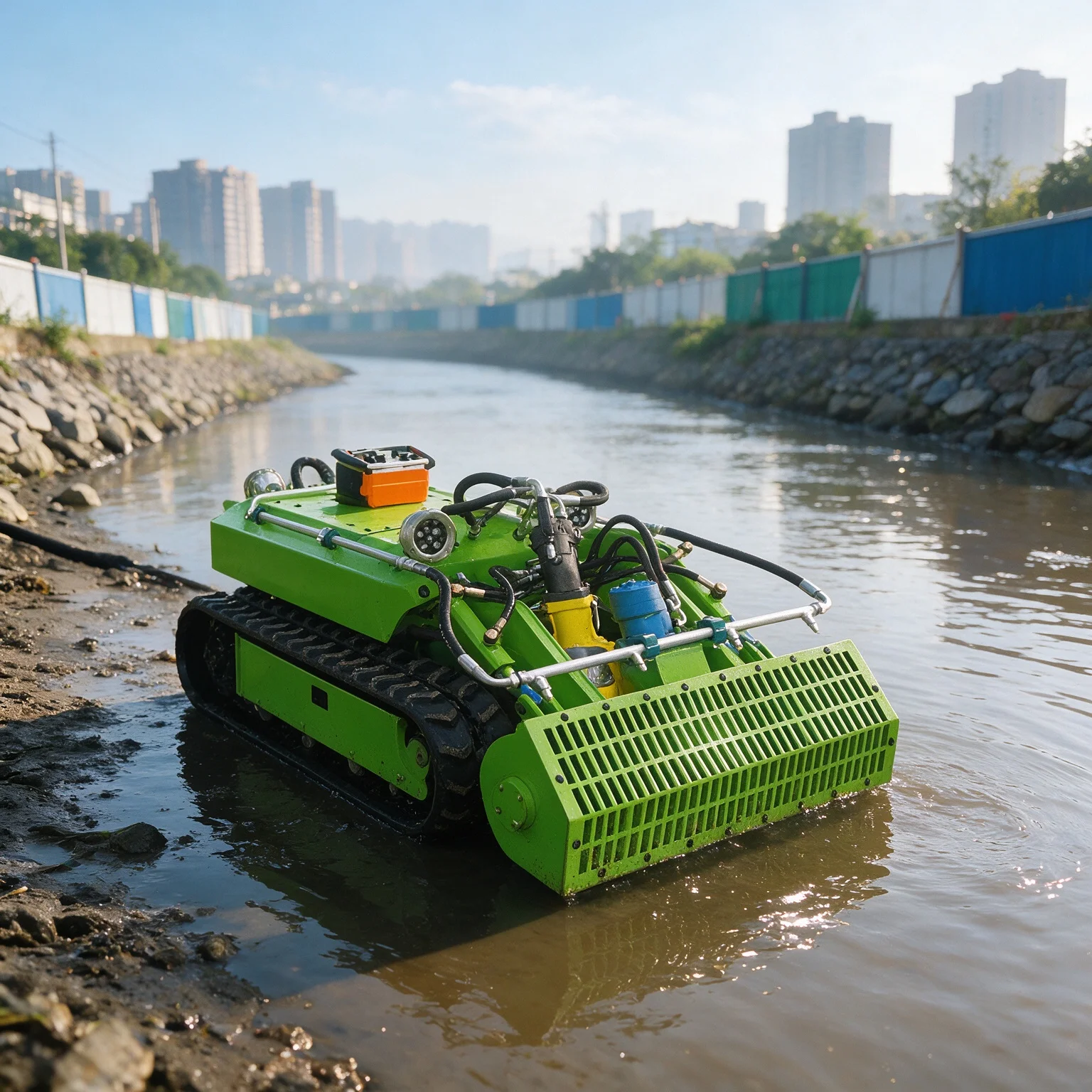 Urban River Restoration Sludge Cleaning Robot Sewage Dredging Crawler Machine IP68 Waterproof Submersible Design