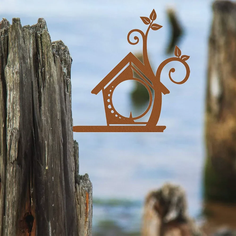 CIFBUY Fat Ball Bird Feeder Metal Wall Art Iron Hanging Sculpture Durable Signage Plaque Ornament for Home Garden Yard Patio