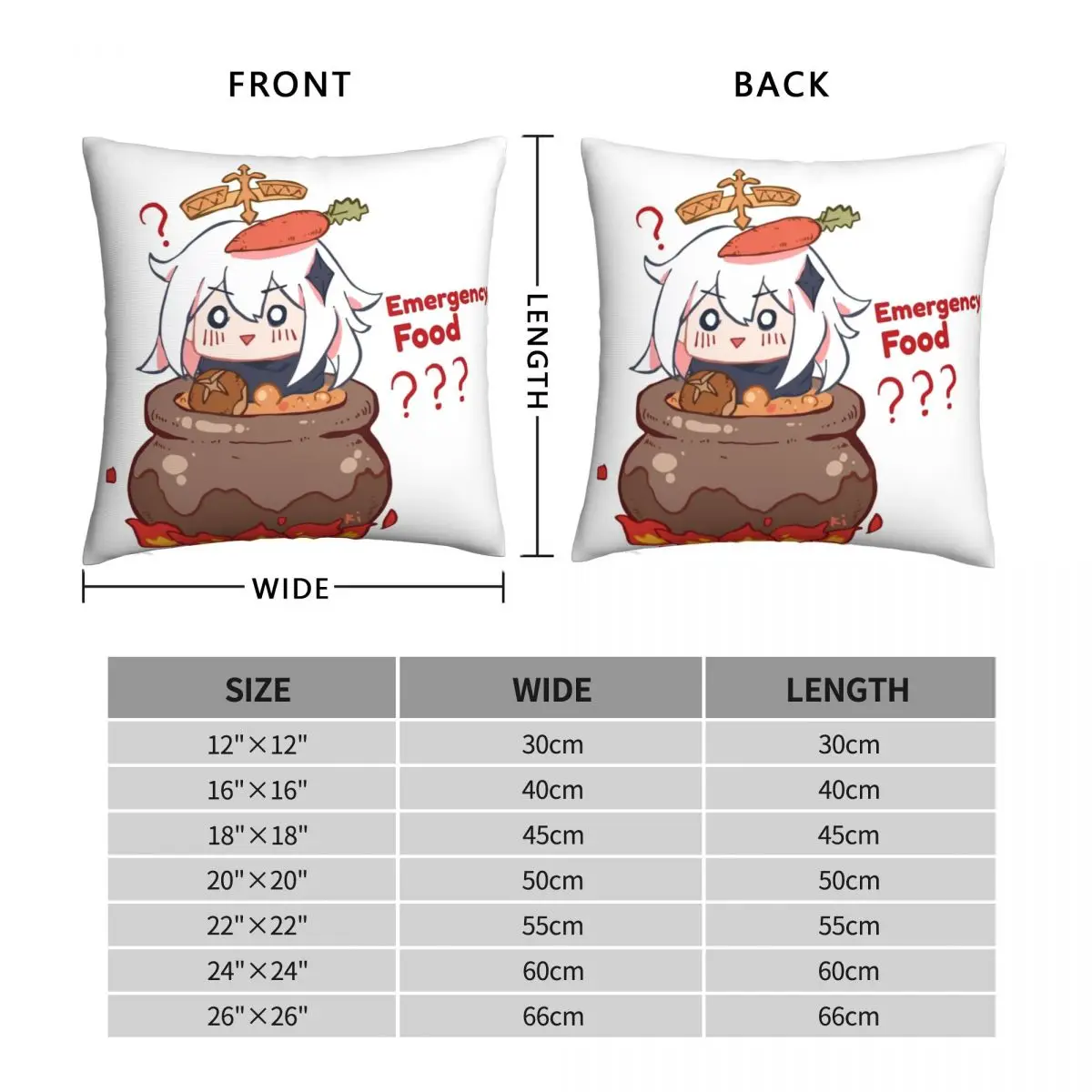 Paimon Genshin Square Pillowcase Polyester Linen Velvet Pattern Zip Decor Pillow Case Room Cushion Cover